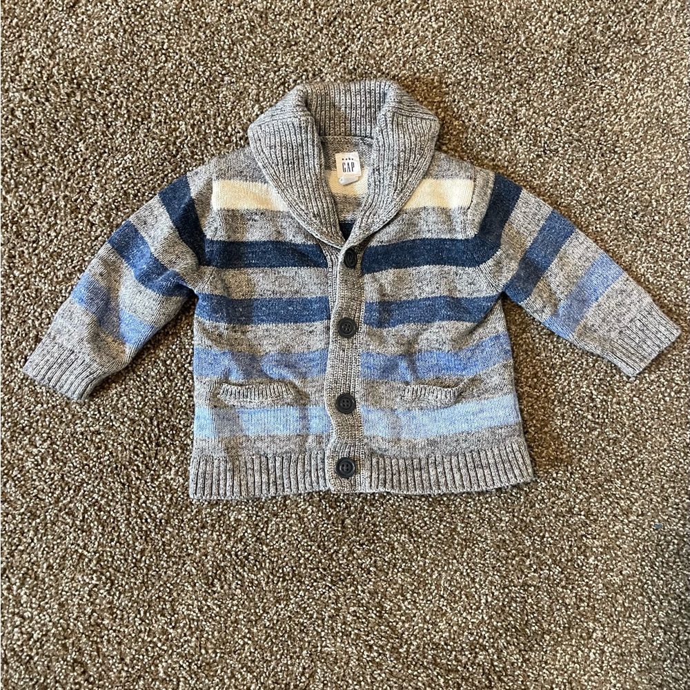 Baby Gap Striped Blue Button Down Sweater